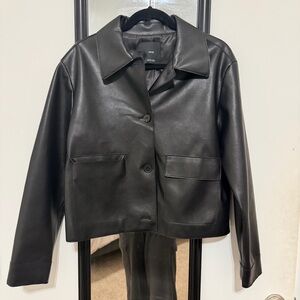 Mango Sleek Black Leather Jacket